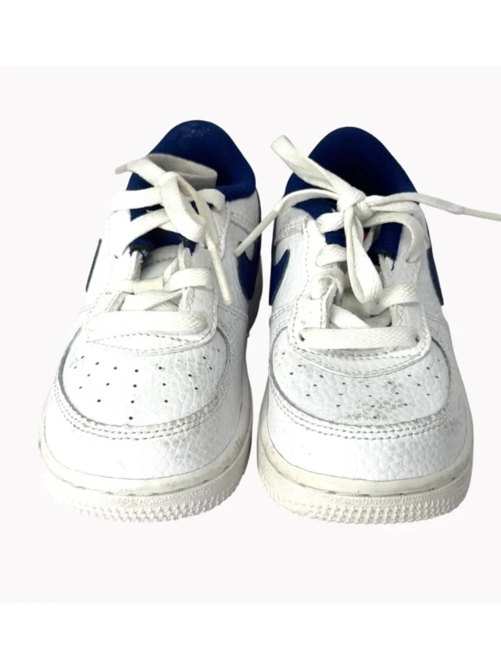 Nike Force 1 Kids Sneakers Size 7C White Blue Low Top Shoes